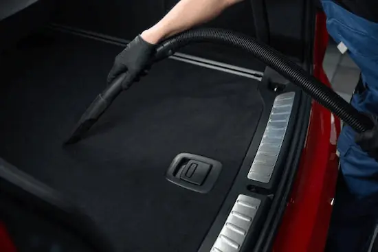 Car interior professionally vacuumed